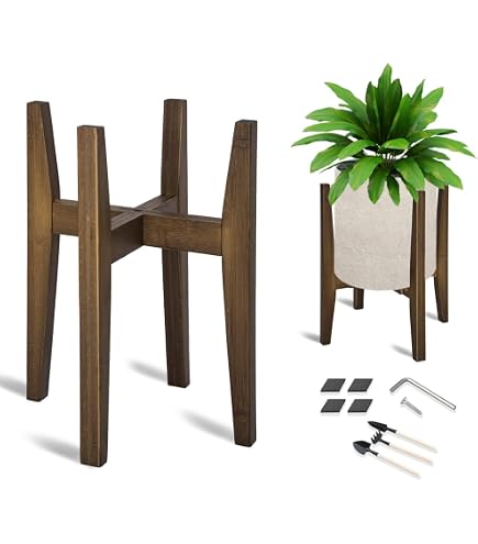 Amazon.com : ZIOZERTT Adjustable Plant Stand with Tray,Indoor Wood